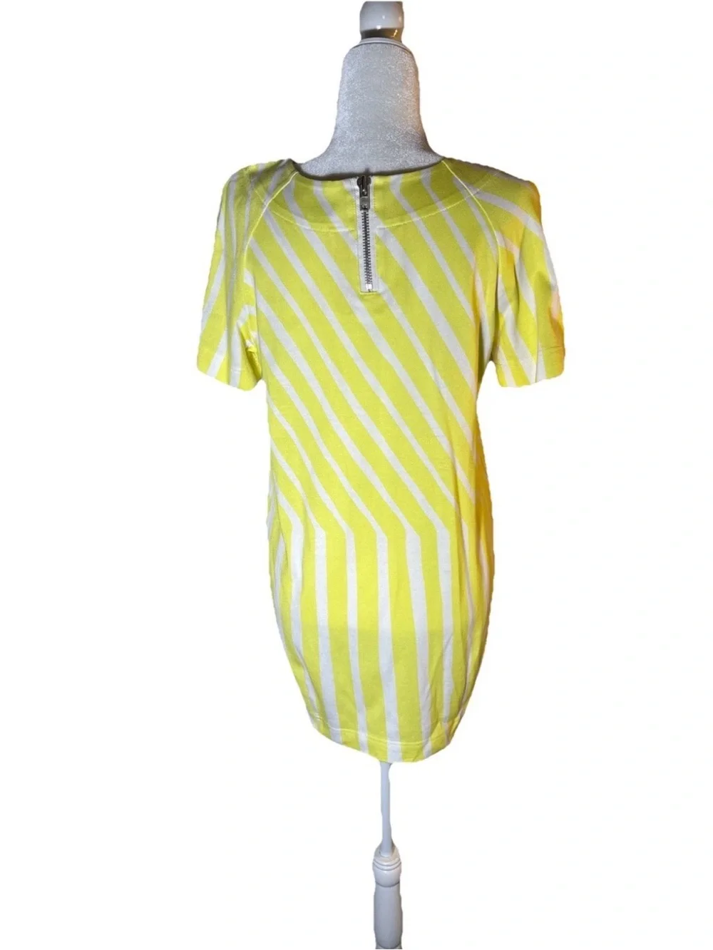 Marimekko Yellow and White Striped Mini Dress Raglan Cotton - S